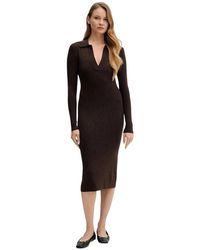 MC2 Saint Barth - V-Neck Ribgebreide Midi Jurk - Lyst