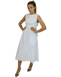 Aspesi - Kleedjes ,Wit ,Katoen Elegante Katoenen Jurk Met Open Rug - Lyst