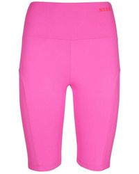 MSGM - Fitness ,Roze ,Hoge Taille Logo Print Shorts - Lyst