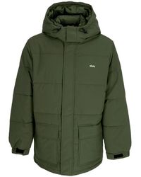 Obey - Jassen ,Groen ,Polyester Groene Puffer Donsjas Met Hoge Kraag - Lyst