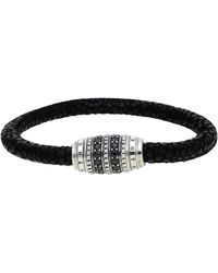 Thomas Sabo - Schwarzes/silbernes lederarmband mit zirkonia-akzenten - Lyst