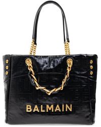 Balmain - Tassen ,Zwart ,Leer 1945 Zachte Shopper Tas - Lyst