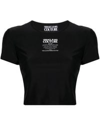 Versace - Camiseta corta negra con logo estampado - Lyst