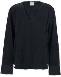 Forte Forte - Schwarzer v-ausschnitt pullover frau acetatmischung - Lyst