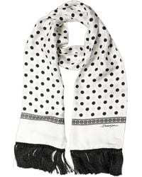 Dolce & Gabbana - Polka Dot Fringed Shawl Scarf - Lyst