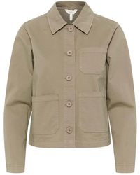 Part Two - Jassen ,Grijs ,Katoen Desert Taupe Jas Met Overhemdkraag - Lyst