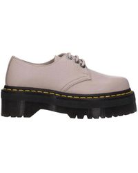 Dr. Martens - Grijze Leren Veterschoenen Met Middelhoge Hakken - Lyst