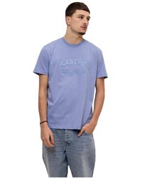 Iceberg - Tops ,Blauw ,Katoen 5D F040 Jersey T-Shirt - Lyst