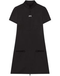 Courreges - Kleedjes ,Zwart ,Polyester Interlock Tracksuit Mini Jurk - Lyst