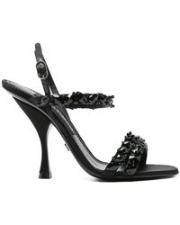 Dolce & Gabbana - Woven Multi-Strap Platform Block Heel Sandalen - Lyst