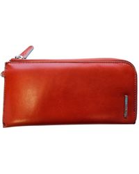 Piquadro - Accessoires ,Bruin ,Leer Slanke Bruine Smartphone Portemonnee Hoes - Lyst
