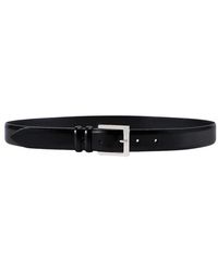 Orciani - Accessoires ,Zwart ,Leer Leren Riem Met Zilveren Gesp - Lyst