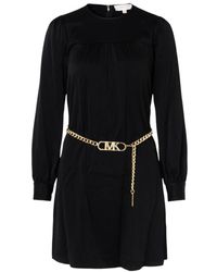 Michael Kors - Satin Midi Jurk Met Lange Mouwen - Lyst