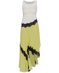 Christopher Esber - Kleedjes ,Groen ,Polyester Cutaway Lace Gathered Tank Dress - Lyst
