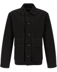 Lemaire - Jassen ,Zwart ,Katoen Boxy Jacket - Lyst