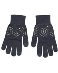 Pieces - Graue Strickhandschuhe Mit Strass Für Frauen - Lyst