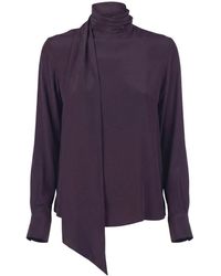 Ottod'Ame - Overhemden ,Bruin ,Viscose Blouse Met Lange Mouwen - Lyst