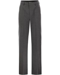 Dondup - Broeken ,Grijs ,Wol Janice Wide Leg Tailored Broeken - Lyst