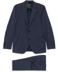 Lardini - Blauwe Wollen Blazer Met Knoopsluiting - Lyst