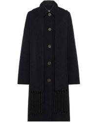 forte_forte - Jassen ,Blauw ,Wol Lange Jas Met Afneembare Sjaal - Lyst
