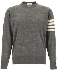Thom Browne - Truien & Vesten ,Grijs ,Wol 4-Bar Truien - Lyst