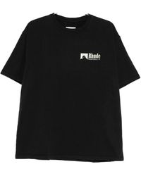 Rhude - Tops ,Zwart ,Katoen Logo Graphic T-Shirt Met Ronde Hals - Lyst