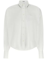 Brunello Cucinelli - Monili Kraag Poplin Shirt - Lyst