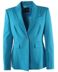 Pinko - Jassen ,Blauw ,Leer Blauwe Blazer - Lyst