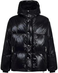Khrisjoy - Jassen ,Zwart ,Polyester Zwarte Gewatteerde Jas Met Capuchon - Lyst