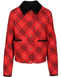 Burberry - Check Katoen Gewatteerd Cropped Jas - Lyst