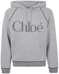 Chloé - Hoodies & Sweatvesten ,Grijs ,Klassieke Logo Hoodie - Lyst