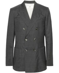 Ami Paris - Jassen ,Grijs ,Wol Dubbelrijige Blazer - Lyst