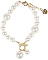 Ferragamo - Accessoires ,Wit ,Gancini Parel Armband - Lyst