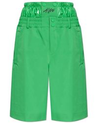 Moncler - Korte Broeken ,Groen ,Polyester Logo Print Shorts - Lyst
