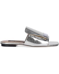 Sergio Rossi - Sandals A80380 Leather Metallic Finished Silver Plated - Lyst