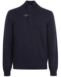 Fay - Truien & Vesten ,Blauw ,Wol Fijne Wol Coltrui Sweater - Lyst