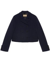 Gucci - Chaqueta corta de mohair azul marino - Lyst