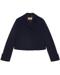 Gucci - Chaqueta corta de mohair azul marino - Lyst