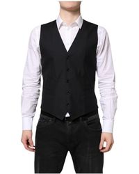 Dolce & Gabbana - Kostuums ,Zwart ,Wol Zwart Wol Formeel Vest Jurk Vest - Lyst