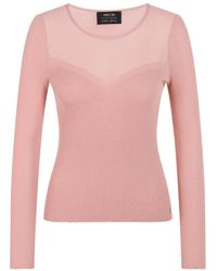 Marc Cain - Rundhals-Pullover Mit Rippstrick - Lyst