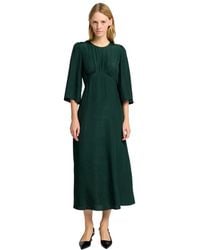 SELECTED - Elegantes grünes midi-kleid mit 3/4 ärmeln - Lyst