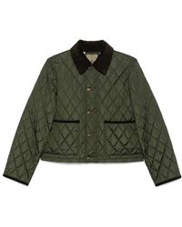 Burberry - Grüne steppjacke mit cordkragen - Lyst