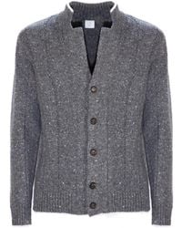 Eleventy - Truien & Vesten ,Grijs ,Wol Cardigan Met Mandarijnkraag - Lyst