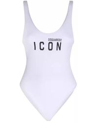 DSquared² - Badmode ,Wit Logo One-Piece Badpak - Lyst