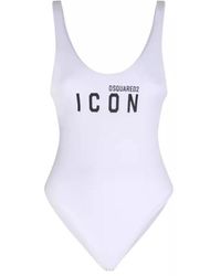 DSquared² - Badmode ,Wit Logo One-Piece Badpak - Lyst