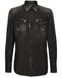 DSquared² - Overhemden ,Zwart ,Denim Dark Wash Denim Overhemd - Lyst