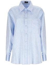 Etro - Overhemden ,Blauw ,Katoen Linnen Katoenen Overhemd - Lyst