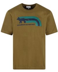 Maison Kitsuné - T-shirt in cotone con stampa flash fox - Lyst