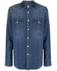 Boglioli - Overhemden ,Blauw ,Denim Blauw Denim Overhemd Met Knoopsluiting - Lyst