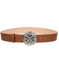 Eleventy - Accessoires ,Bruin ,Leer Gevlochten Riem Met Gesp - Lyst